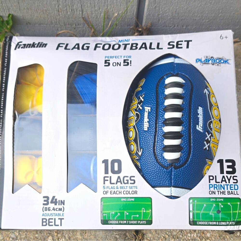 Franklin Flag Football Set Playbook 10 Flags Blue/Yellow 34in Adjustable Belt